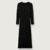 Rochie lungă pentru femei din plasă neagră cu paiete negre