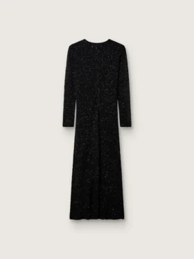Rochie lungă pentru femei din plasă neagră cu paiete negre