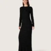 Rochie lungă pentru femei din plasă neagră cu paiete negre