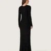 Rochie lungă pentru femei din plasă neagră cu paiete negre