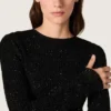 Rochie lungă pentru femei din plasă neagră cu paiete negre