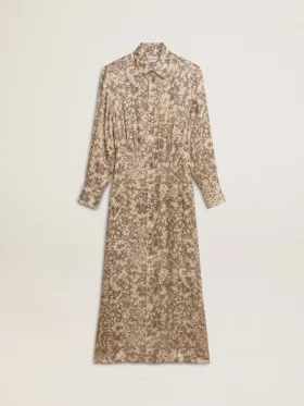 Rochie midi din amestec de mătase pentru femei, cu imprimeu floral