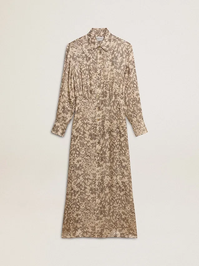 Rochie midi din amestec de mătase pentru femei, cu imprimeu floral