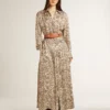 Rochie midi din amestec de mătase pentru femei, cu imprimeu floral