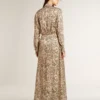 Rochie midi din amestec de mătase pentru femei, cu imprimeu floral