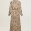 Rochie midi din amestec de mătase pentru femei, cu imprimeu floral