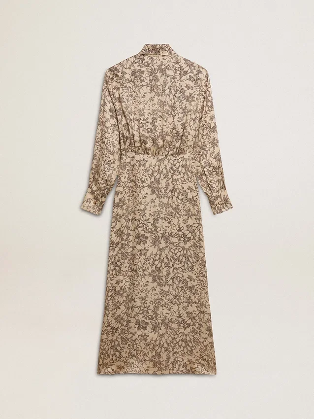 Rochie midi din amestec de mătase pentru femei, cu imprimeu floral