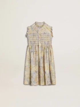 Rochie midi din bumbac pentru fete, cu imprimeu floral multicolor
