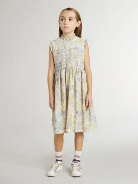 Rochie midi din bumbac pentru fete, cu imprimeu floral multicolor