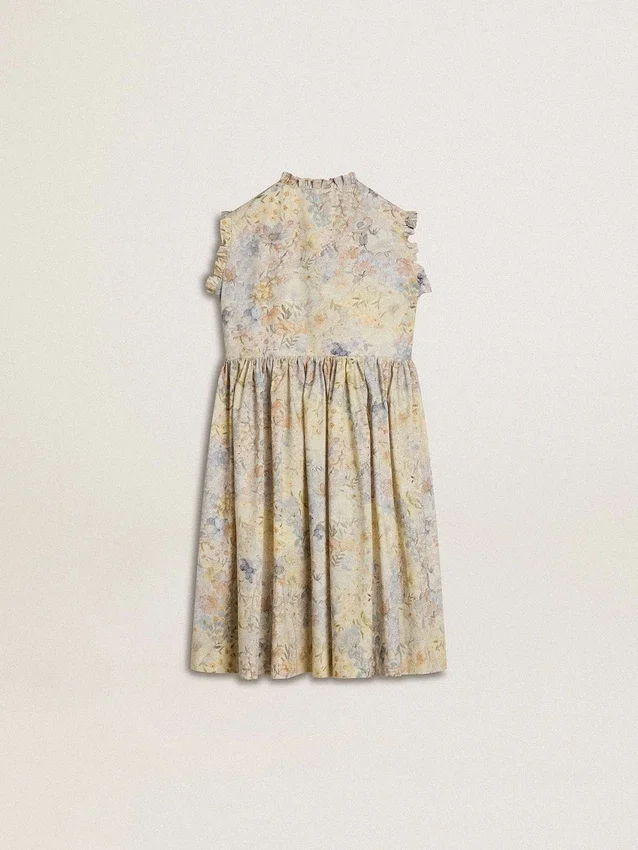 Rochie midi din bumbac pentru fete, cu imprimeu floral multicolor