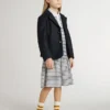 Rochie midi pentru fete din amestec de bumbac cu dungi și broderii