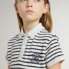 Rochie midi pentru fete din amestec de bumbac cu dungi și broderii