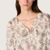 Rochie mini din bumbac pentru femei, cu imprimeu floral alb-negru