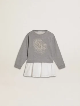 Rochie mini pentru fete, gri și albă