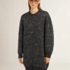 Rochie neagră pentru femei, cu guler rotund și paiete argintii pe toată suprafața