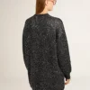 Rochie neagră pentru femei, cu guler rotund și paiete argintii pe toată suprafața