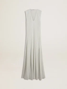 Rochie pentru femei de culoare albastru deschis, cu model cu dungi verticale