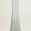 Rochie pentru femei de culoare albastru deschis, cu model cu dungi verticale
