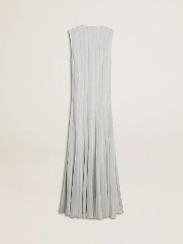 Rochie pentru femei de culoare albastru deschis, cu model cu dungi verticale