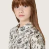 Rochie pentru fete „Journey” din pânză de bumbac albă cu imprimeu floral verde