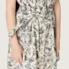 Rochie pentru fete „Journey” din pânză de bumbac albă cu imprimeu floral verde