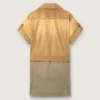Rochie safari pentru femei din bumbac bej și verde militar, cu buzunare maxi