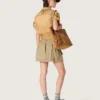Rochie safari pentru femei din bumbac bej și verde militar, cu buzunare maxi