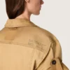 Rochie safari pentru femei din bumbac bej și verde militar, cu buzunare maxi