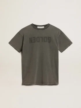 Rochie-tricou gri pentru femei, cu finisaj uzat