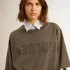Rochie-tricou gri pentru femei, cu finisaj uzat