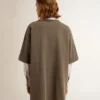 Rochie-tricou gri pentru femei, cu finisaj uzat