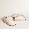 Running Sole din piele nappa cu stea argintie și bandă de piele aurie la călcâi