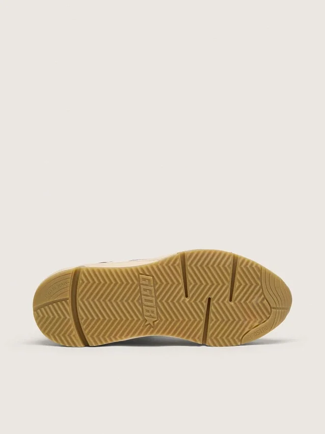 Running Sole pentru femei din piele nappa și piele de căprioară maro, cu o stea din cristale Swarovski