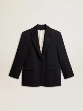 Sacou blazer pentru femei din amestec de lână, albastru închis