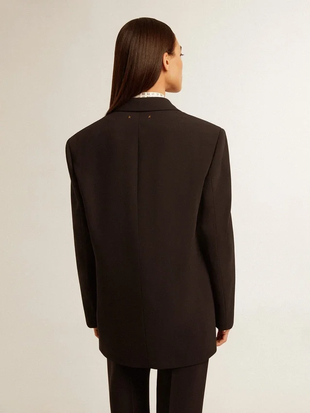 Sacou blazer pentru femei din amestec de lână, albastru închis