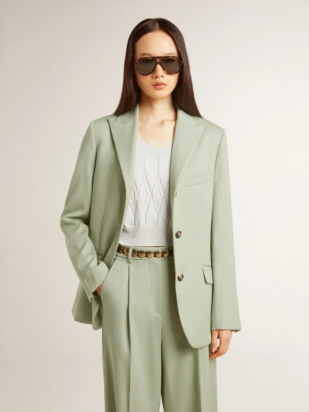 Sacou blazer pentru femei din lână verde salvie