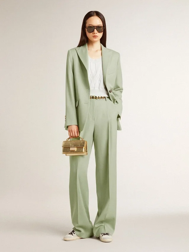 Sacou blazer pentru femei din lână verde salvie