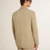Sacou bărbătesc bej cu dungi fine, cu un singur rând de nasturi și croială oversized