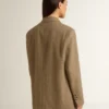 Sacou pentru femei cu un singur rând de nasturi, în model herringbone de culoare nisip