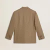 Sacou pentru femei cu un singur rând de nasturi, în model herringbone de culoare nisip