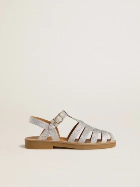 Sandale Maxime Young cu micro-sclipici argintii
