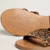 Sandale plate Margaret pentru femei din piele de ponei cu imprimeu leopard