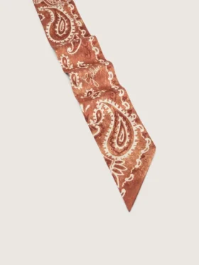 Set de două panglici din țesătură diagonală cu model paisley portocaliu
