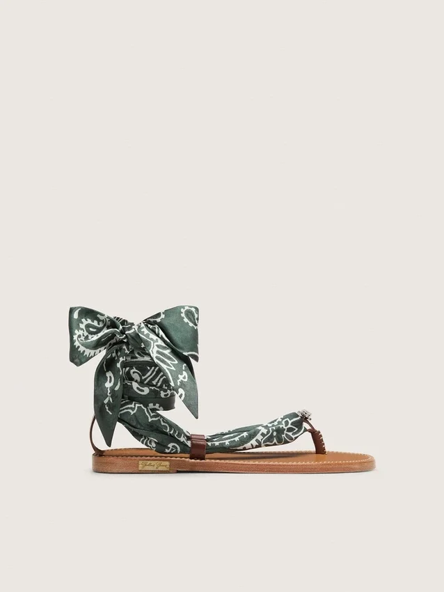 Set de două panglici din țesătură diagonală cu model paisley verde