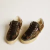 Soul Star din piele de ponei cu imprimeu leopard, cu bandă la călcâi și inserții din piele nappa neagră