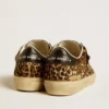 Soul Star din piele de ponei cu imprimeu leopard, cu bandă la călcâi și inserții din piele nappa neagră