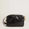 Star Bag din piele neagră lucioasă cu stea ton pe ton