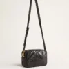 Star Bag din piele neagră lucioasă cu stea ton pe ton