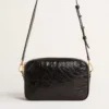 Star Bag din piele neagră lucioasă cu stea ton pe ton