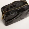 Star Bag din piele neagră lucioasă cu stea ton pe ton
